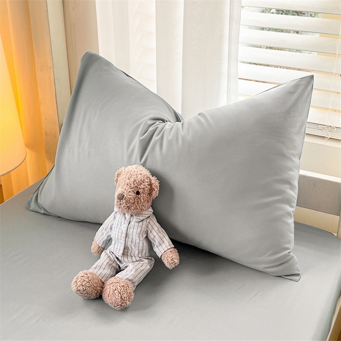 91家纺网 家纺一手货源 找家纺 曼璐家纺 2025新款105克加厚水洗棉纯色格子无印风学生床笠外贸直播爆款 浅灰