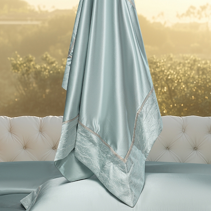 91家纺网 家纺一手货源 找家纺 诗黛尔 2025秋冬新款高精密提花长绒棉纯棉四件套-星光沐影 星光沐影-冰晶蓝