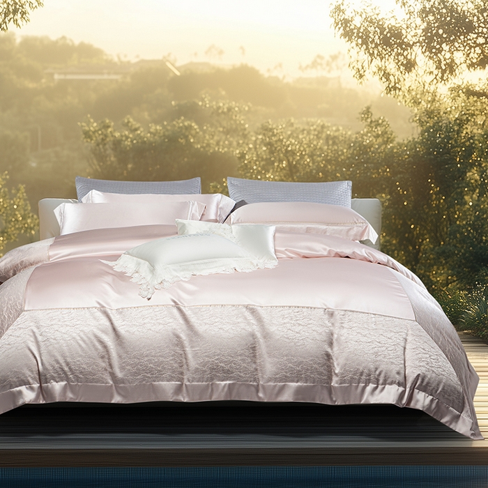 91家纺网 家纺一手货源 找家纺 诗黛尔 2025秋冬新款高精密提花长绒棉纯棉四件套-星光沐影 星光沐影-高雅粉