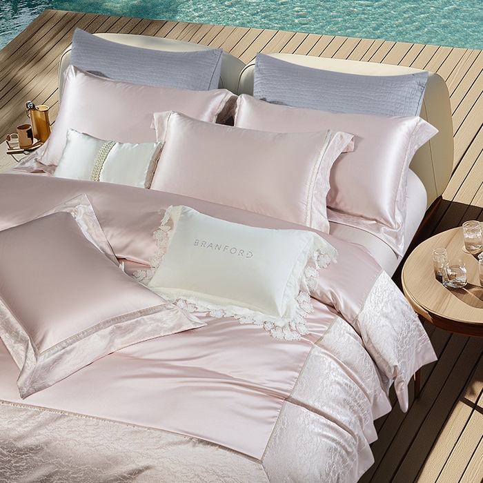 91家纺网 家纺一手货源 找家纺 诗黛尔 2025秋冬新款高精密提花长绒棉纯棉四件套-星光沐影 星光沐影-高雅粉