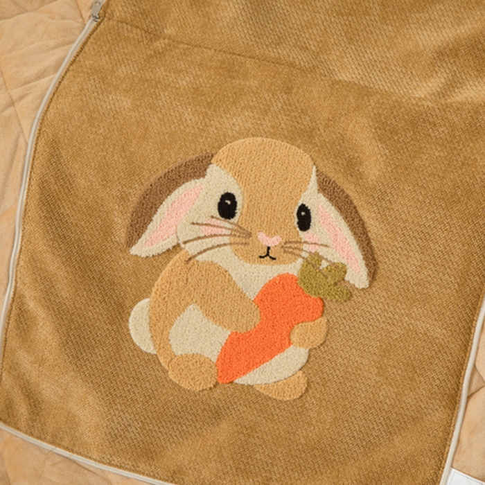 91家纺网 家纺一手货源 找家纺 新奇异 2025新款卡通毛巾绣抱枕被-冬季加厚水晶绒款可爱狗+萝卜兔系列 萝卜兔-黄色加绒加厚