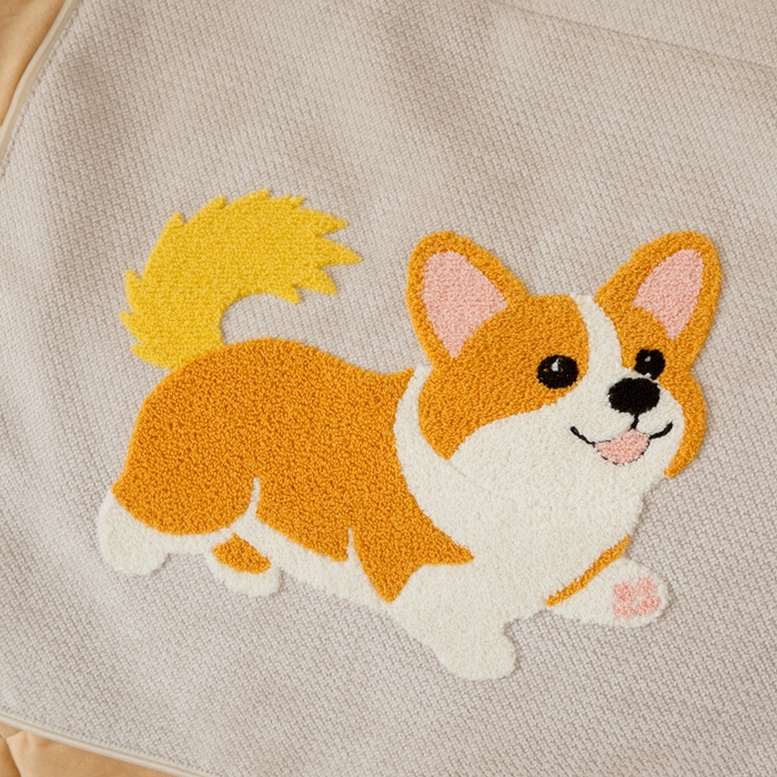 91家纺网 家纺一手货源 找家纺 新奇异 2025新款卡通毛巾绣抱枕被-冬季加厚水晶绒款可爱狗+萝卜兔系列 可爱狗-米色加绒加厚