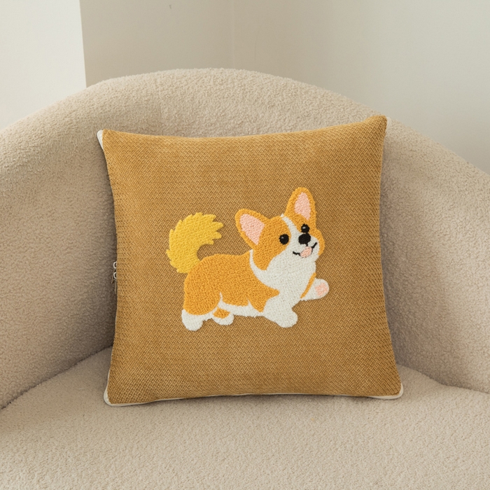 91家纺网 家纺一手货源 找家纺 新奇异 2025新款卡通毛巾绣抱枕被-四季通用磨毛款可爱狗+萝卜兔系列 可爱狗-黄色四季款