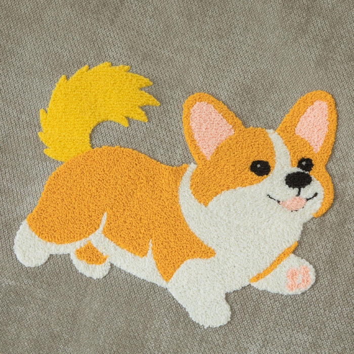 91家纺网 家纺一手货源 找家纺 新奇异 2025新款卡通毛巾绣抱枕被-四季通用磨毛款可爱狗+萝卜兔系列 可爱狗-浅灰四季款