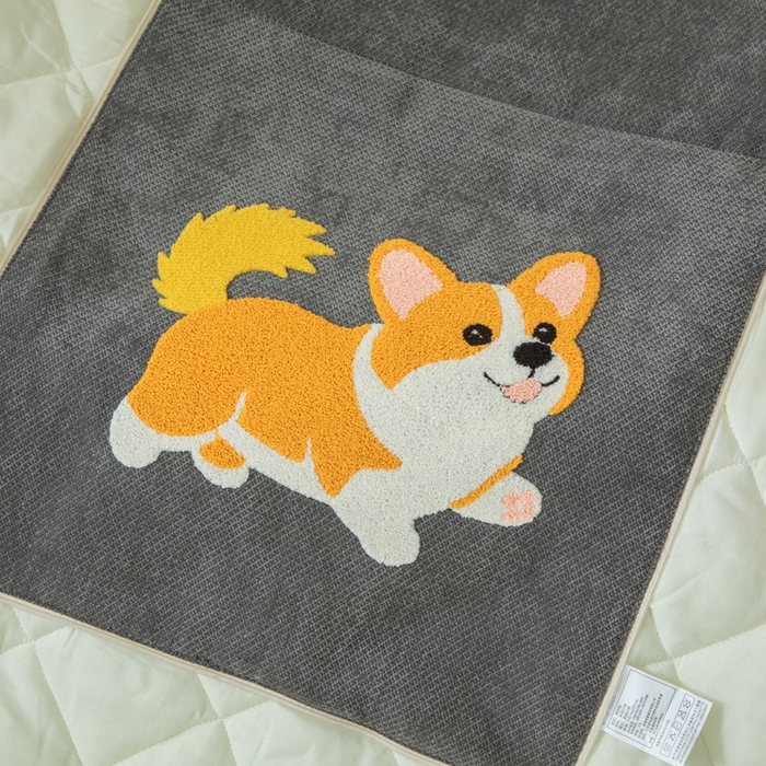 91家纺网 家纺一手货源 找家纺 新奇异 2025新款卡通毛巾绣抱枕被-四季通用磨毛款可爱狗+萝卜兔系列 可爱狗-深灰四季款
