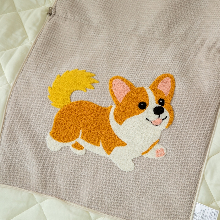 91家纺网 家纺一手货源 找家纺 新奇异 2025新款卡通毛巾绣抱枕被-四季通用磨毛款可爱狗+萝卜兔系列 可爱狗-米色四季款