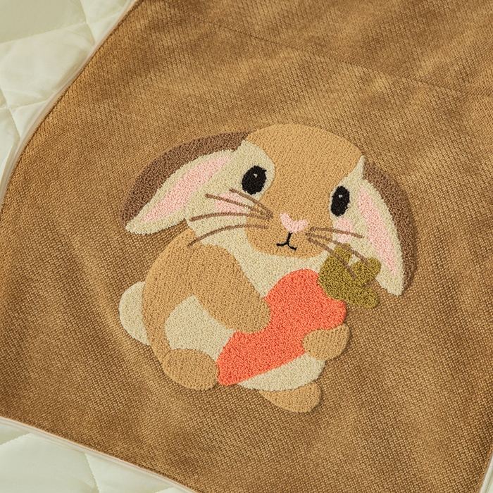 91家纺网 家纺一手货源 找家纺 新奇异 2025新款卡通毛巾绣抱枕被-四季通用磨毛款可爱狗+萝卜兔系列 萝卜兔-黄色四季款