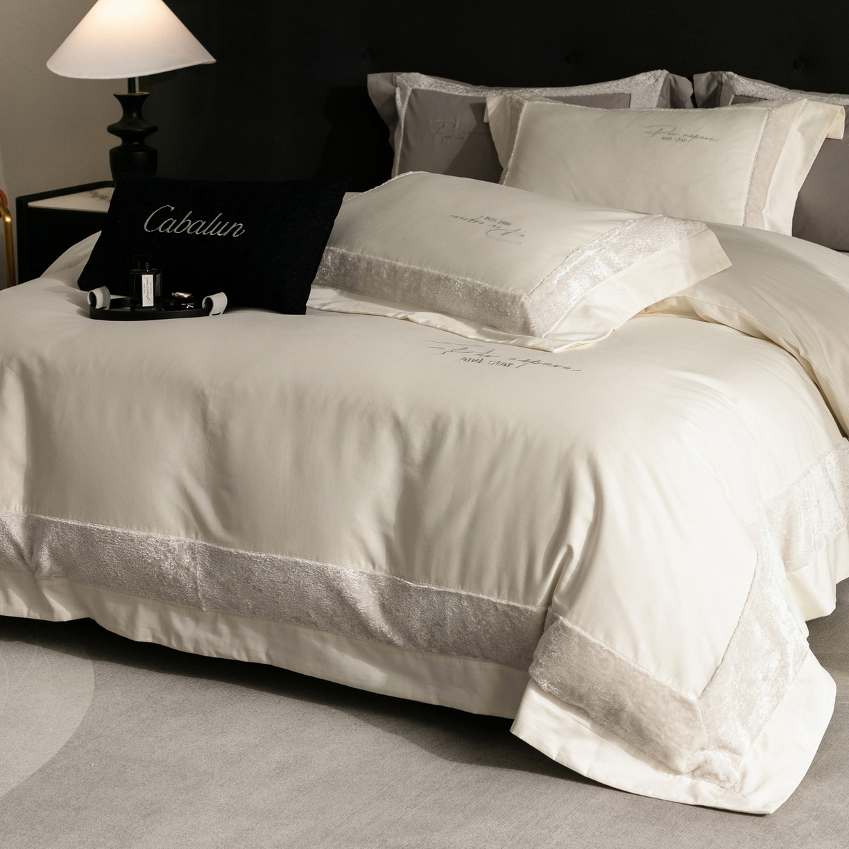 91家纺网 家纺一手货源 找家纺 （总）卡巴伦家纺 2025新款全棉超细旦磨毛刺绣拼接四件套-旷野（会员：-20元 控价：358元）