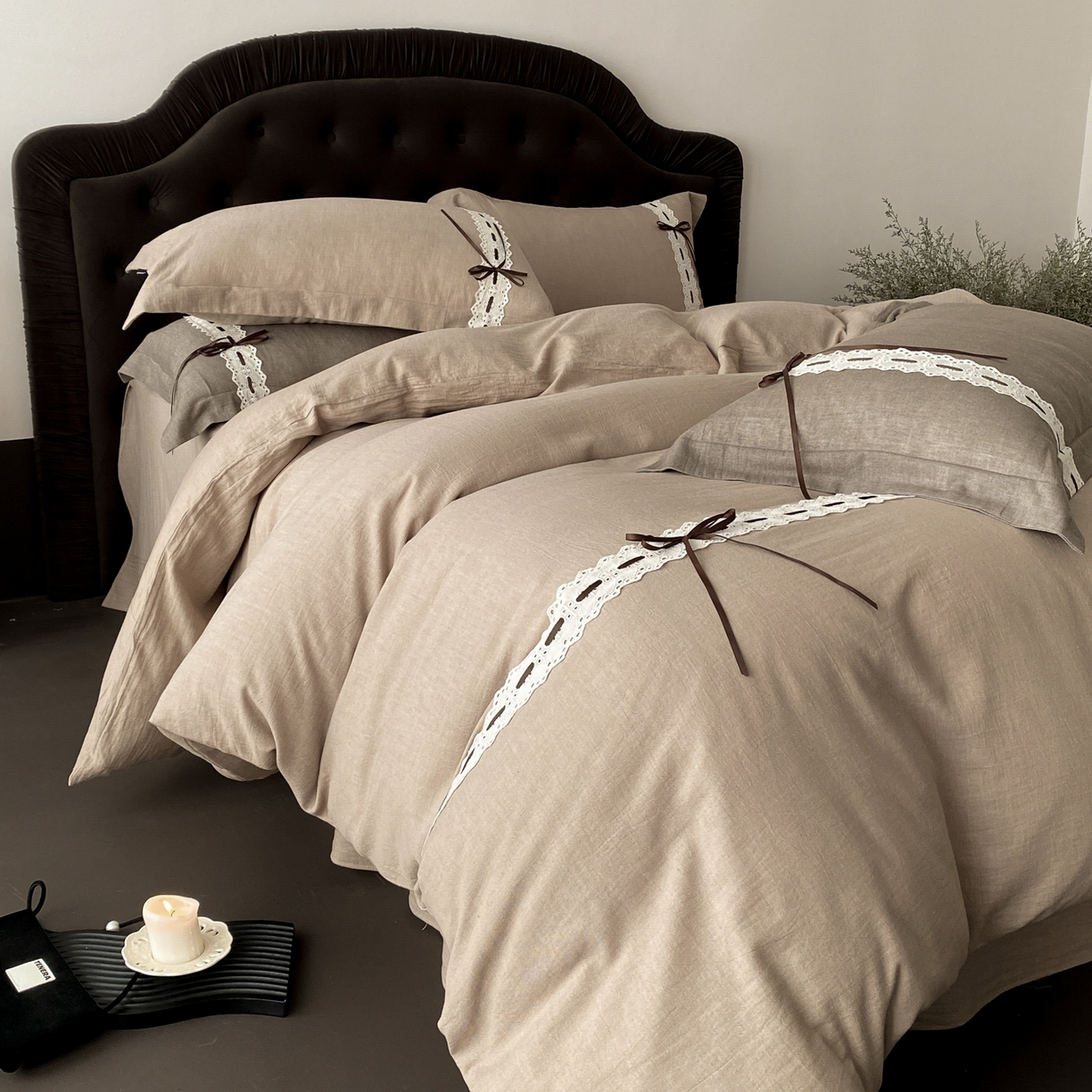 91家纺网 家纺一手货源 找家纺 （总）祺瑞佳家纺 2025新款侘寂风100%双面色织法式四件套全棉四季款床单床笠-梦幻蝴蝶（标准-券后不得低于268元！ 大号-券后不得低于288元！）