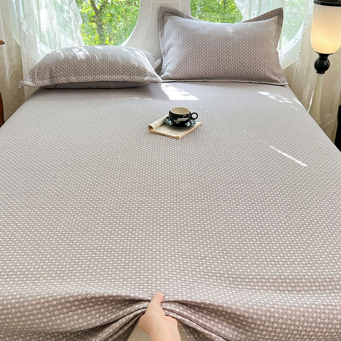 91家纺网 家纺一手货源 找家纺 yyds网供 2025新款A类色织全棉三层纱布床盖三件套喷气夹棉盖毯夏被厚床单多功能榻榻米风格一 星光点点灰