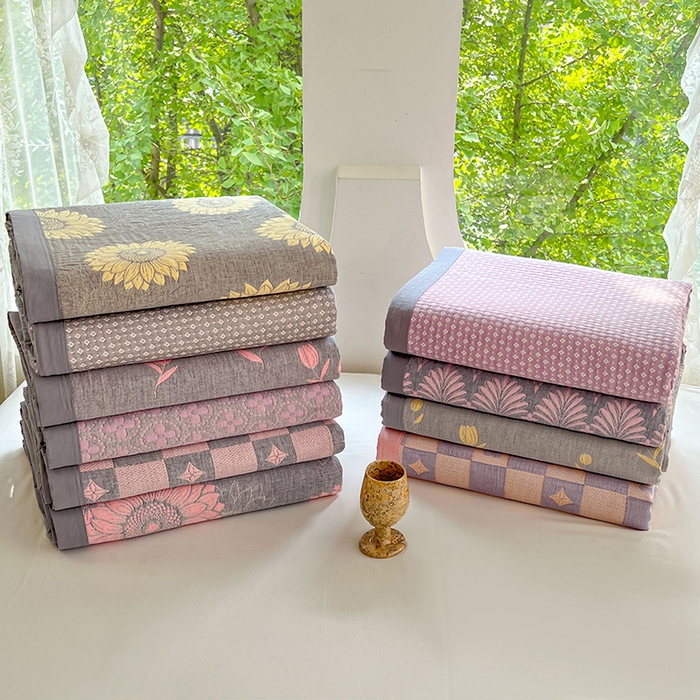 91家纺网 家纺一手货源 找家纺 yyds网供 2025新款A类色织全棉三层纱布床盖三件套喷气夹棉盖毯夏被厚床单多功能榻榻米风格一 组合图