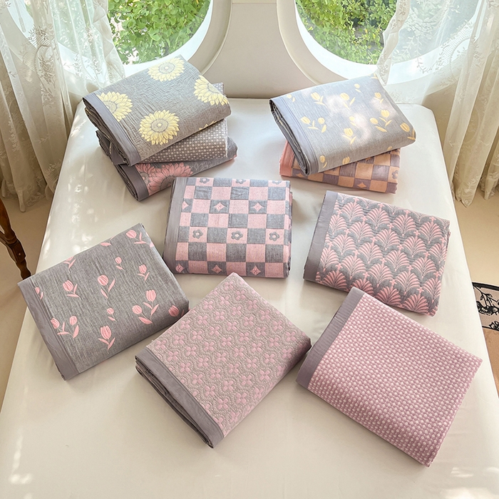 91家纺网 家纺一手货源 找家纺 yyds网供 2025新款A类色织全棉三层纱布床盖三件套喷气夹棉盖毯夏被厚床单多功能榻榻米风格一 组合图