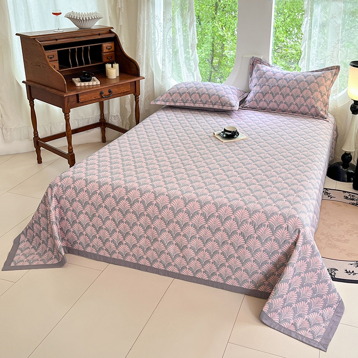 91家纺网 家纺一手货源 找家纺 （总）yyds网供 2025新款A类色织全棉三层纱布床盖三件套喷气夹棉盖毯夏被厚床单多功能榻榻米风格二