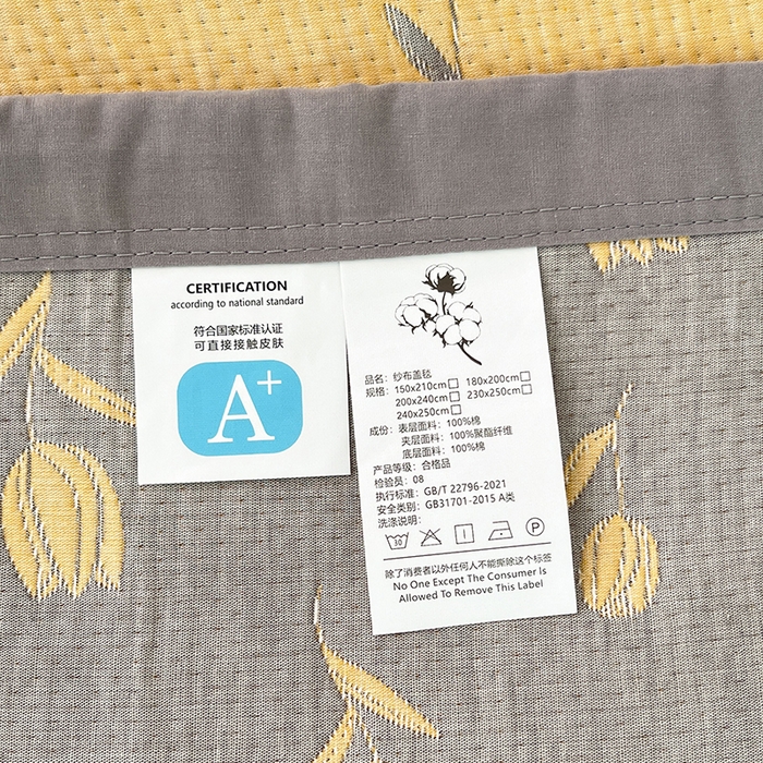 91家纺网 家纺一手货源 找家纺 yyds网供 2025新款A类色织全棉三层纱布床盖三件套喷气夹棉盖毯夏被厚床单多功能榻榻米风格二 相遇灰黄