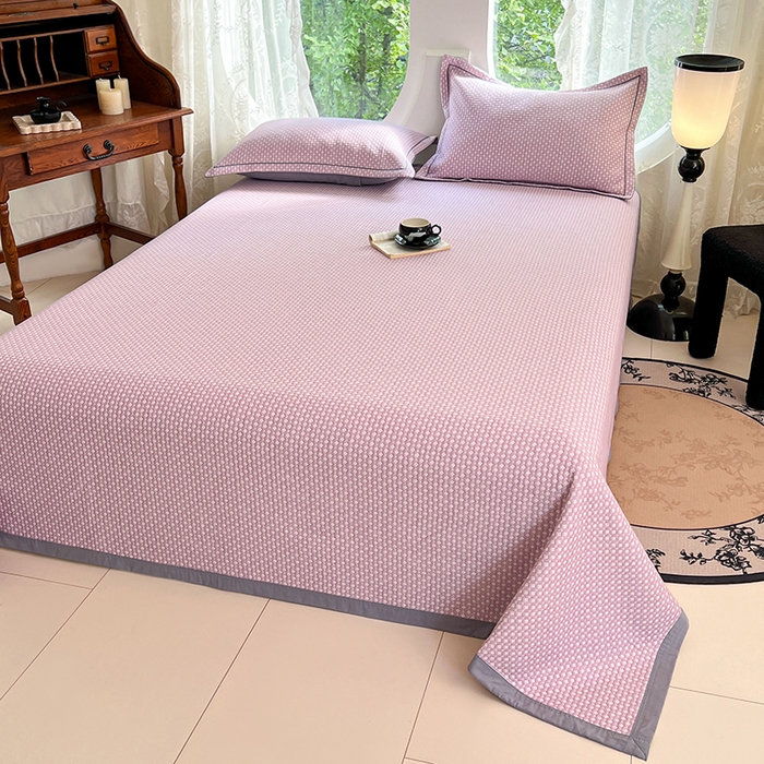 91家纺网 家纺一手货源 找家纺 yyds网供 2025新款A类色织全棉三层纱布床盖三件套喷气夹棉盖毯夏被厚床单多功能榻榻米风格二 星光点点紫