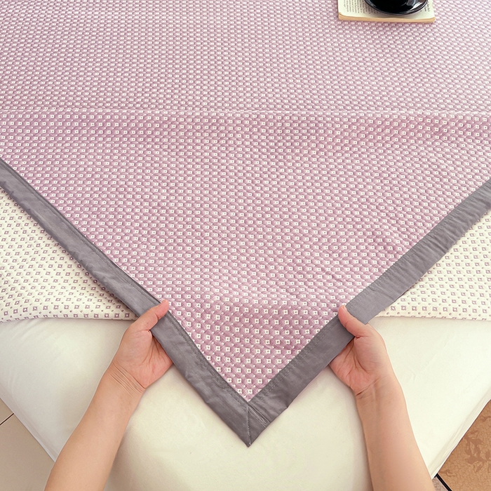 91家纺网 家纺一手货源 找家纺 yyds网供 2025新款A类色织全棉三层纱布床盖三件套喷气夹棉盖毯夏被厚床单多功能榻榻米风格二 星光点点紫