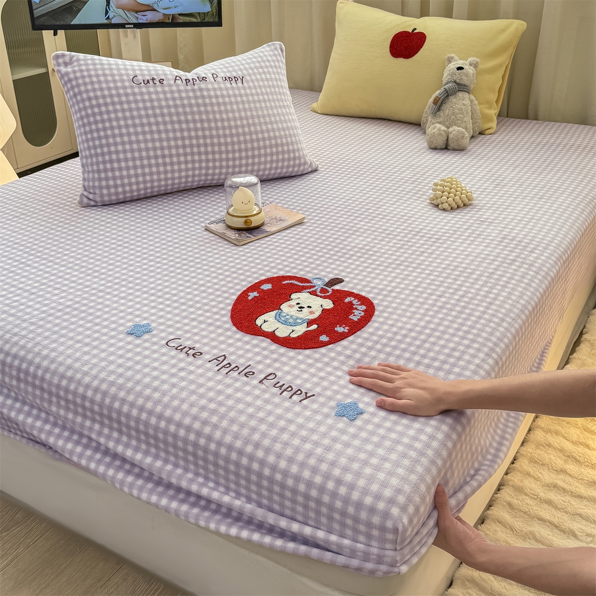 91家纺网 家纺一手货源 找家纺 （总）灰鲸 2025新款高克重牛奶绒毛巾绣床笠单床笠单品床笠床笠单件