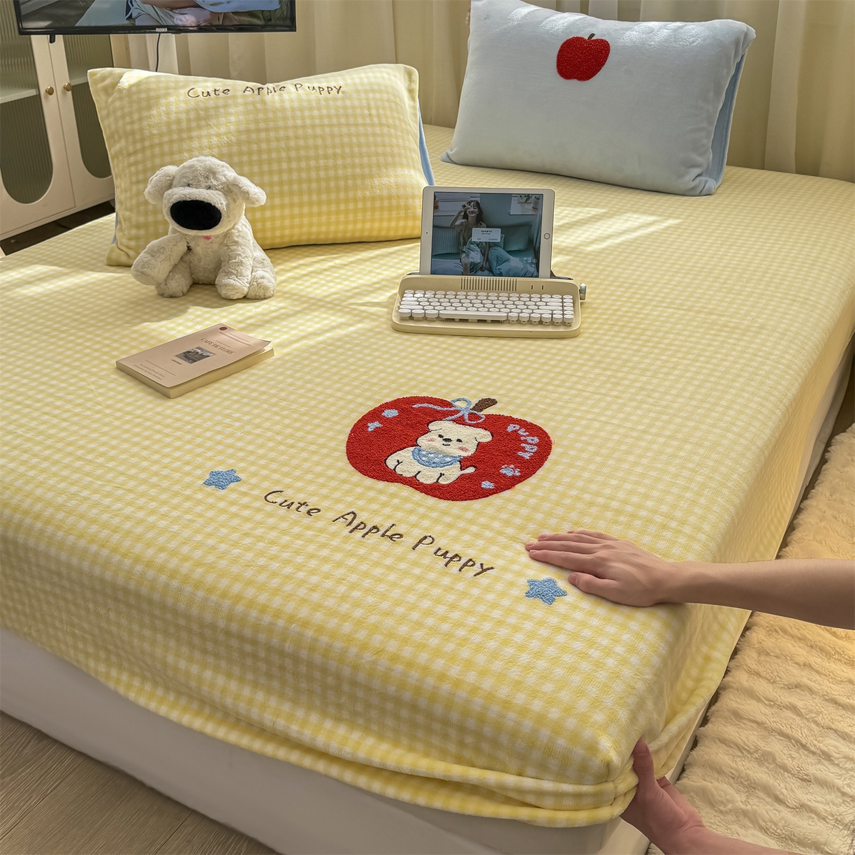 91家纺网 家纺一手货源 找家纺 （总）灰鲸 2025新款高克重牛奶绒毛巾绣床笠单床笠单品床笠床笠单件