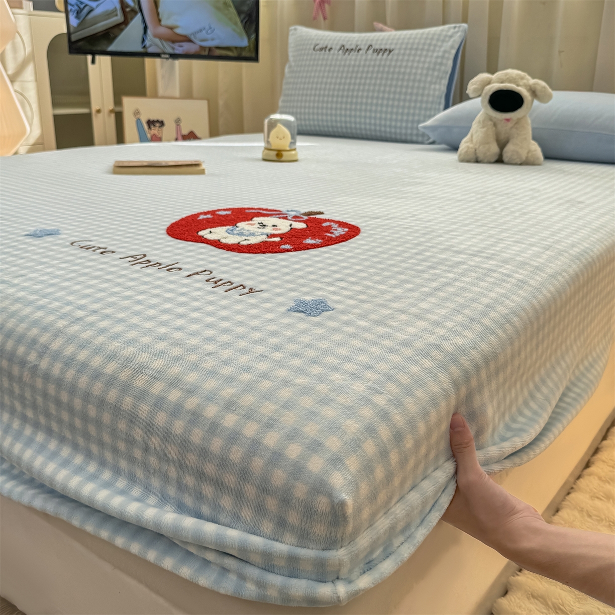 91家纺网 家纺一手货源 找家纺 （总）灰鲸 2025新款高克重牛奶绒毛巾绣床笠单床笠单品床笠床笠单件