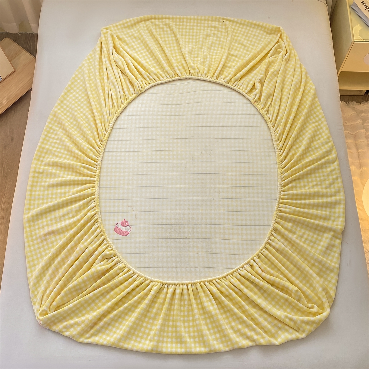 91家纺网 家纺一手货源 找家纺 灰鲸 2025新款高克重牛奶绒毛巾绣床笠单床笠单品床笠床笠单件 黄格蛋糕喵