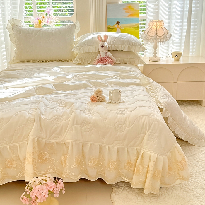 91家纺网 家纺一手货源 找家纺 （总）美达家纺 2025新款玫瑰系列全棉夹棉床盖