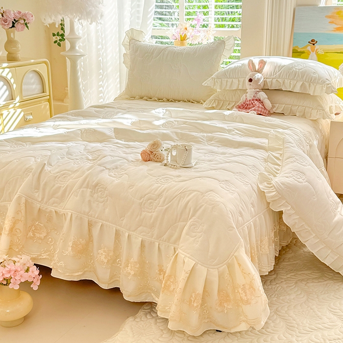 91家纺网 家纺一手货源 找家纺 （总）美达家纺 2025新款玫瑰系列全棉夹棉床盖