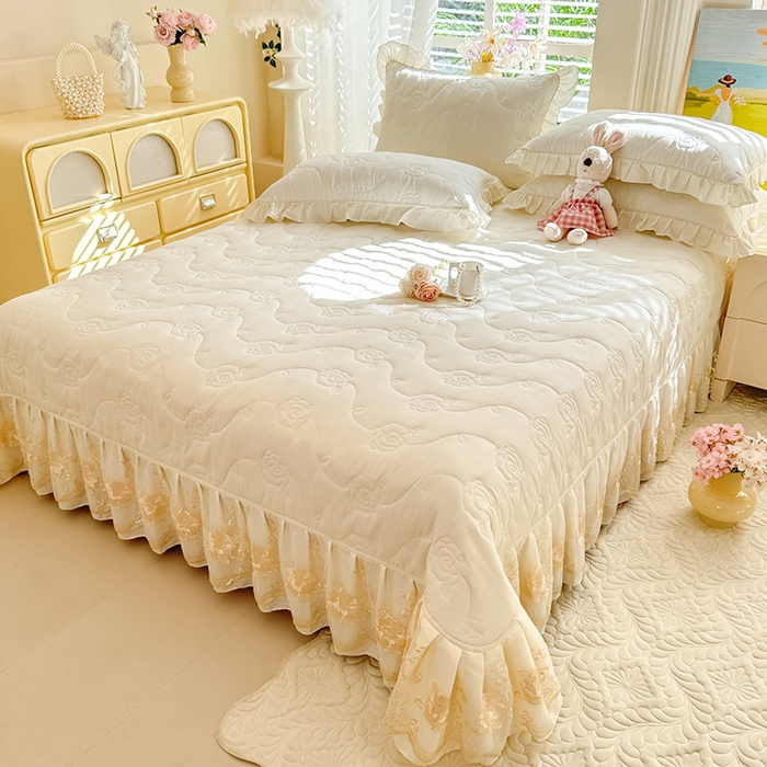 91家纺网 家纺一手货源 找家纺 （总）美达家纺 2025新款玫瑰系列全棉夹棉床盖