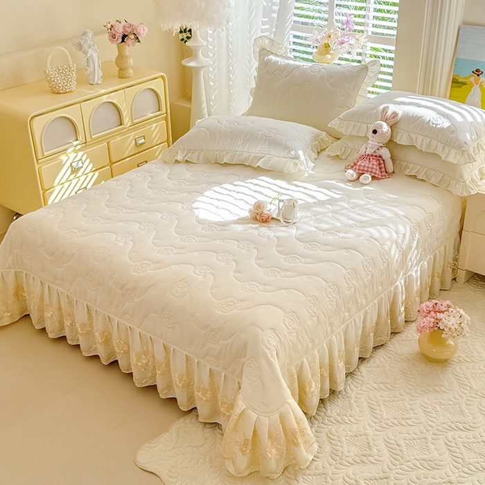 91家纺网 家纺一手货源 找家纺 （总）美达家纺 2025新款玫瑰系列全棉夹棉床盖