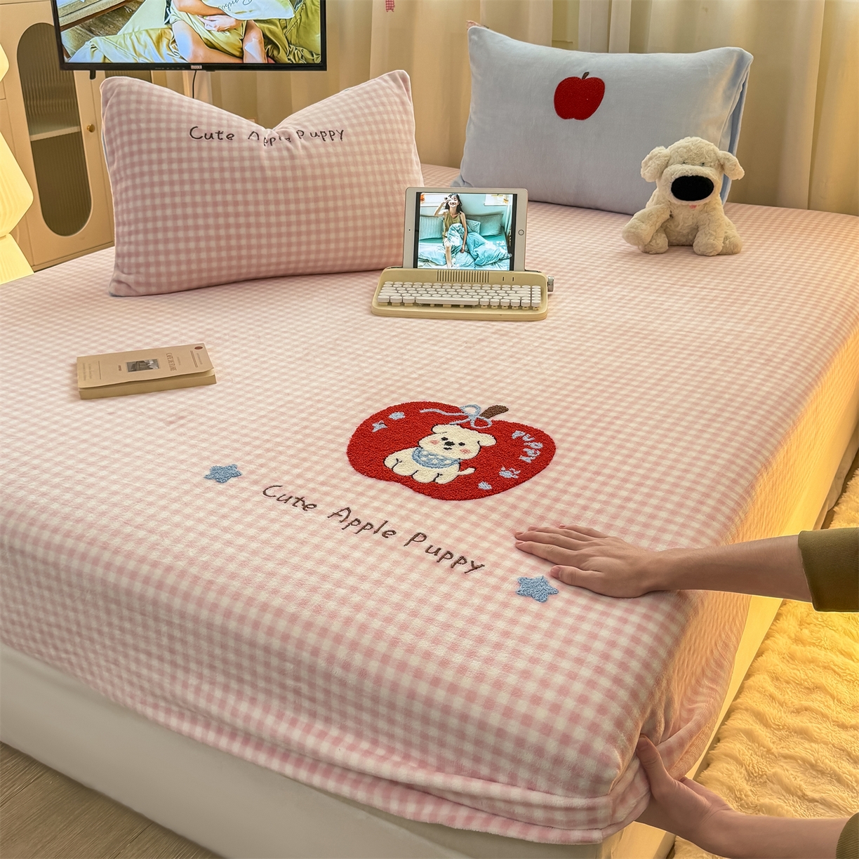 91家纺网 家纺一手货源 找家纺 （总）灰鲸 2025新款高克重牛奶绒毛巾绣床笠单床笠单品床笠床笠单件