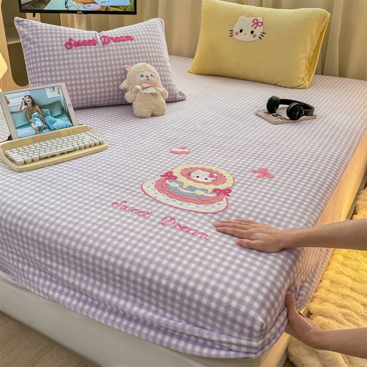 91家纺网 家纺一手货源 找家纺 （总）灰鲸 2025新款高克重牛奶绒毛巾绣床笠单床笠单品床笠床笠单件