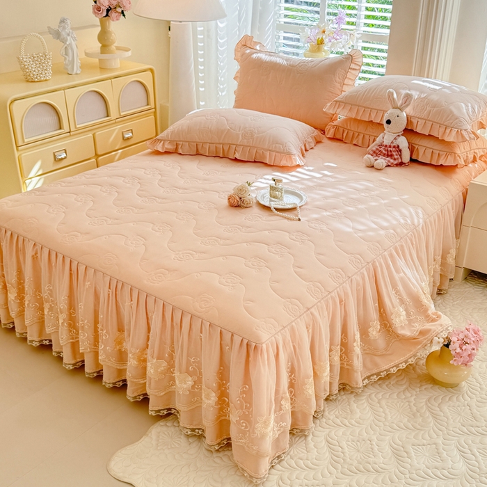 91家纺网 家纺一手货源 找家纺 （总）美达家纺 2025新款玫瑰系列全棉夹棉床裙