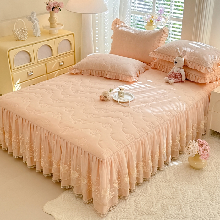 91家纺网 家纺一手货源 找家纺 （总）美达家纺 2025新款玫瑰系列全棉夹棉床裙