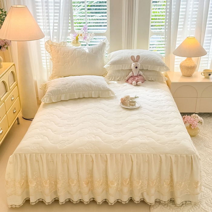 91家纺网 家纺一手货源 找家纺 （总）美达家纺 2025新款玫瑰系列全棉夹棉床裙