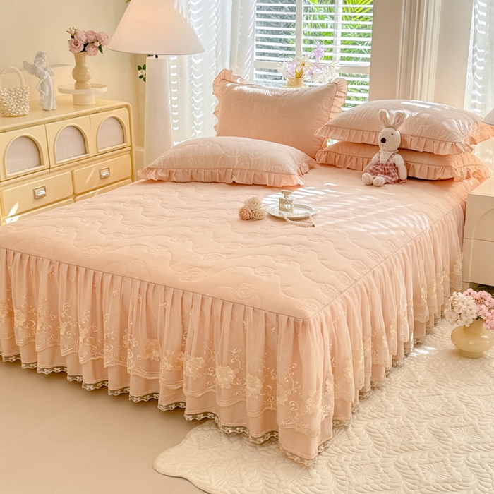 91家纺网 家纺一手货源 找家纺 （总）美达家纺 2025新款玫瑰系列全棉夹棉床裙