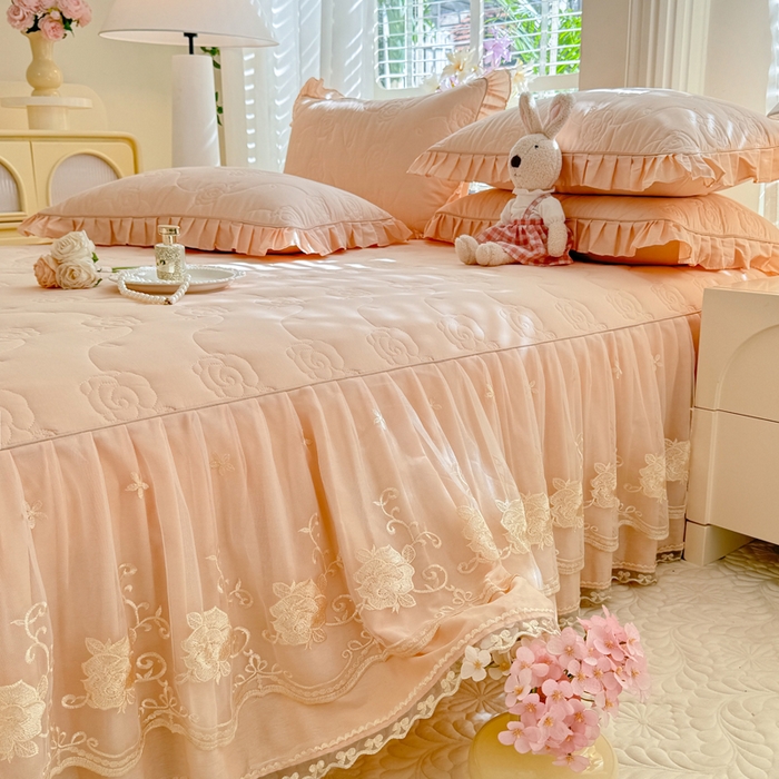 91家纺网 家纺一手货源 找家纺 （总）美达家纺 2025新款玫瑰系列全棉夹棉床裙