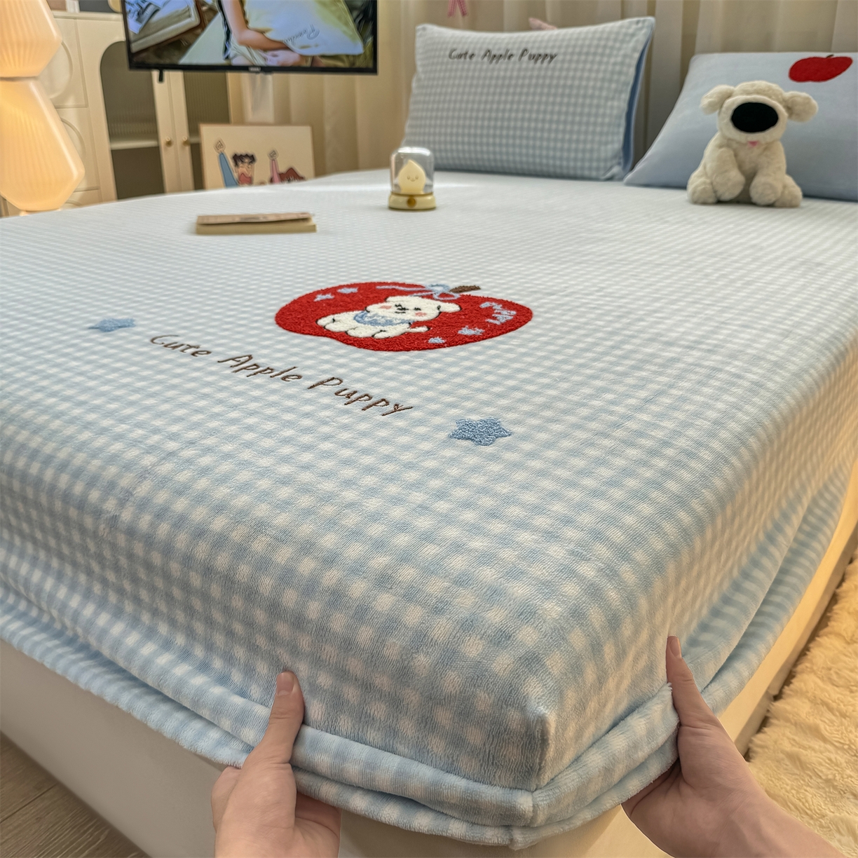 91家纺网 家纺一手货源 找家纺 （总）灰鲸 2025新款高克重牛奶绒毛巾绣床笠单床笠单品床笠床笠单件