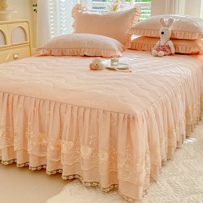 91家纺网 家纺一手货源 找家纺 （总）美达家纺 2025新款玫瑰系列全棉夹棉床裙