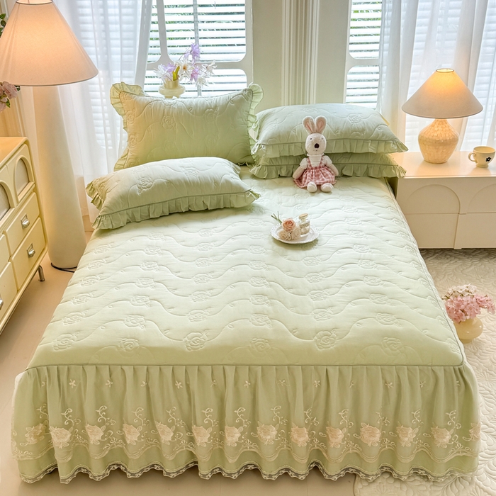 91家纺网 家纺一手货源 找家纺 （总）美达家纺 2025新款玫瑰系列全棉夹棉床裙