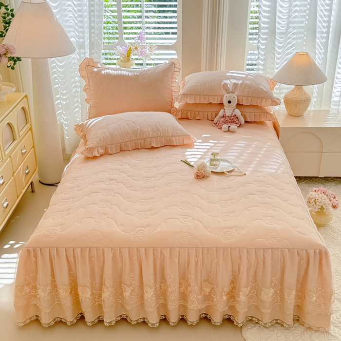 91家纺网 家纺一手货源 找家纺 （总）美达家纺 2025新款玫瑰系列全棉夹棉床裙