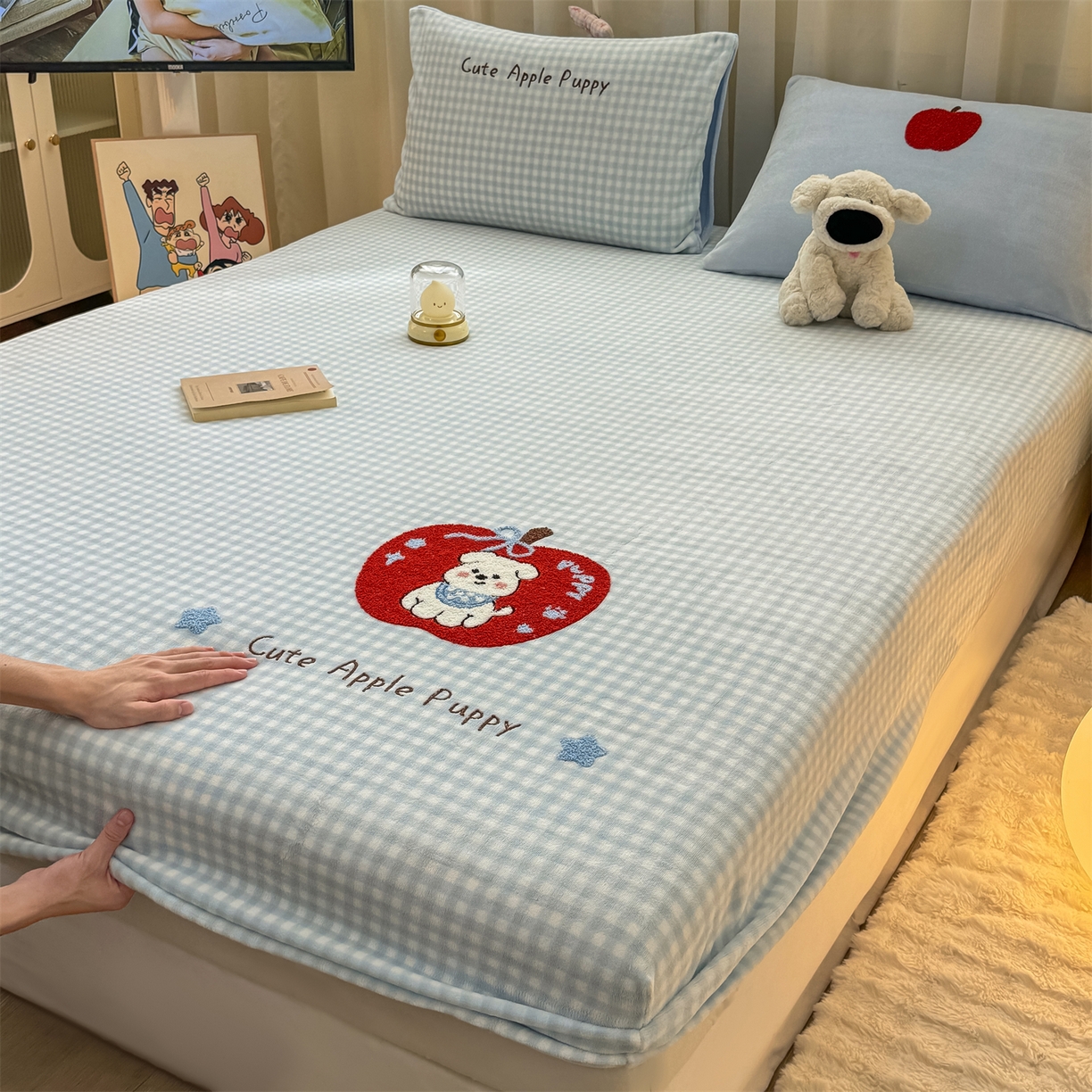 91家纺网 家纺一手货源 找家纺 （总）灰鲸 2025新款高克重牛奶绒毛巾绣床笠单床笠单品床笠床笠单件