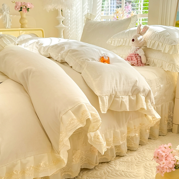 91家纺网 家纺一手货源 找家纺 （总）美达家纺 2025新款玫瑰系列全棉夹棉床盖四件套