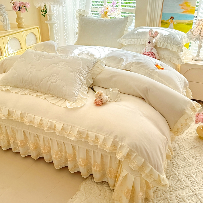 91家纺网 家纺一手货源 找家纺 （总）美达家纺 2025新款玫瑰系列全棉夹棉床盖四件套