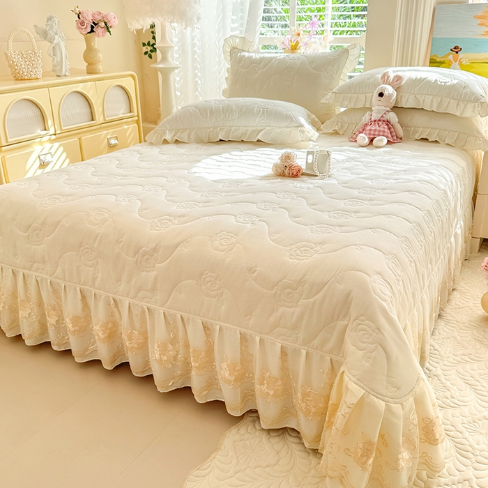 91家纺网 家纺一手货源 找家纺 （总）美达家纺 2025新款玫瑰系列全棉夹棉床盖四件套