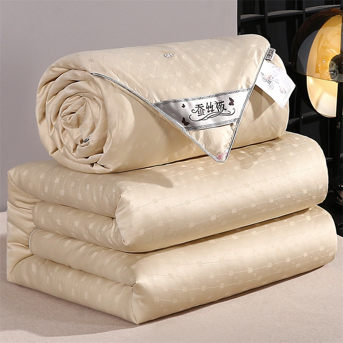 前程家纺 2025新款彩丝小方格被冬被被子被芯春秋被棉被夏被空调被 彩丝小方格-香槟金