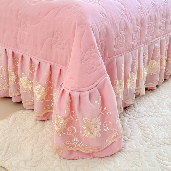 91家纺网 家纺一手货源 找家纺 美达家纺 2025新款玫瑰系列全棉夹棉床盖四件套 玫瑰-浅玉