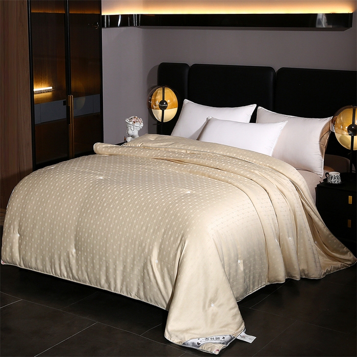 91家纺网 家纺一手货源 找家纺 前程家纺 2025新款彩丝小方格被冬被被子被芯春秋被棉被夏被空调被 彩丝小方格-香槟金