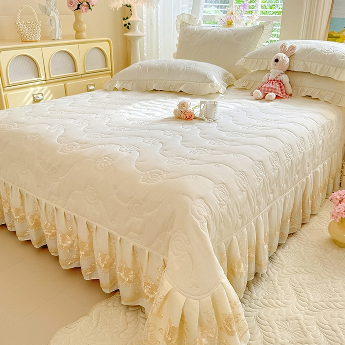 91家纺网 家纺一手货源 找家纺 （总）美达家纺 2025新款玫瑰系列全棉夹棉床盖四件套