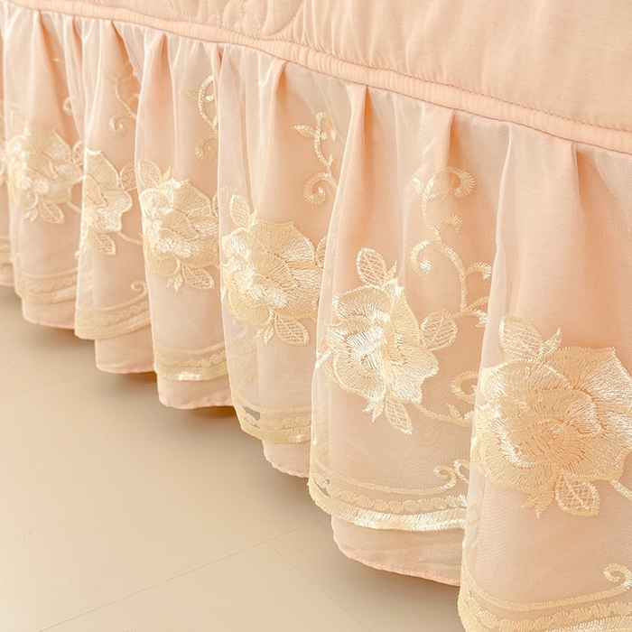 91家纺网 家纺一手货源 找家纺 美达家纺 2025新款玫瑰系列全棉夹棉床盖四件套 玫瑰-米咖