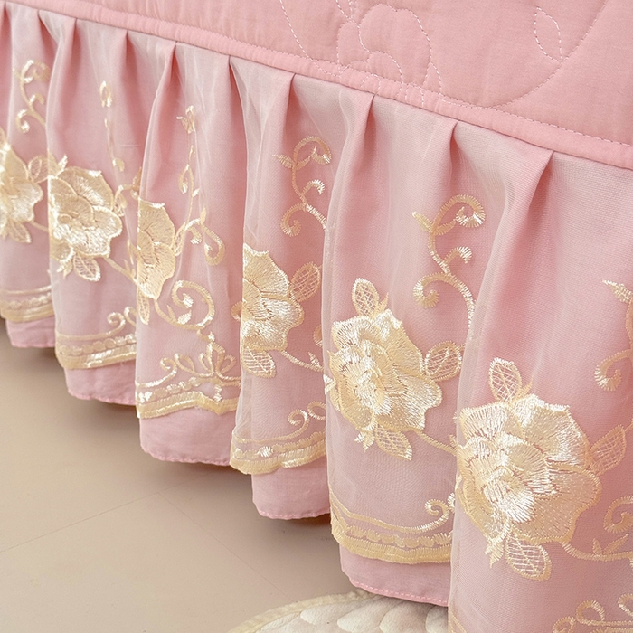 91家纺网 家纺一手货源 找家纺 美达家纺 2025新款玫瑰系列全棉夹棉床盖四件套 玫瑰-浅玉