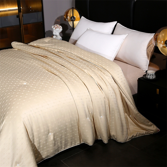 91家纺网 家纺一手货源 找家纺 前程家纺 2025新款彩丝小方格被冬被被子被芯春秋被棉被夏被空调被 彩丝小方格-香槟金